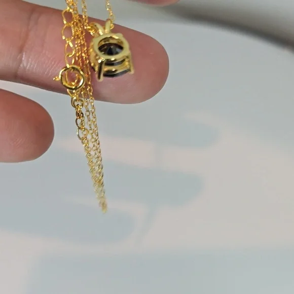 Gold Plated Necklace with Black Moissanite Gem. 2ct - Picture 5 of 6